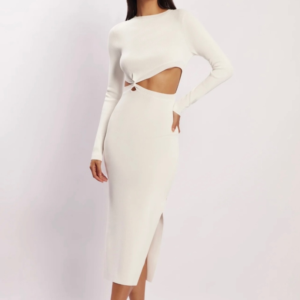 Mila Twist Front Knit Midi Dress